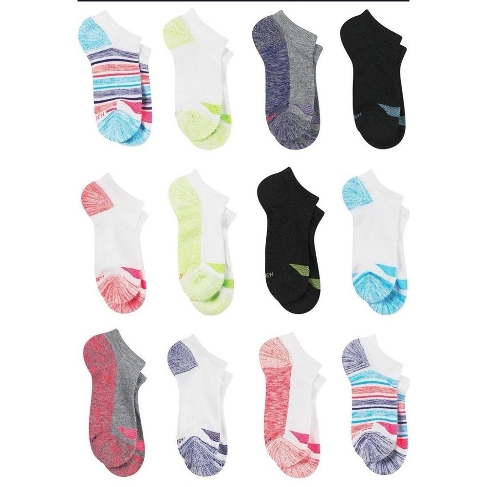 Hanes Girls' Cool Comfort Ankle, 12-Pair Pack Fashion Liner Socks Size M C375